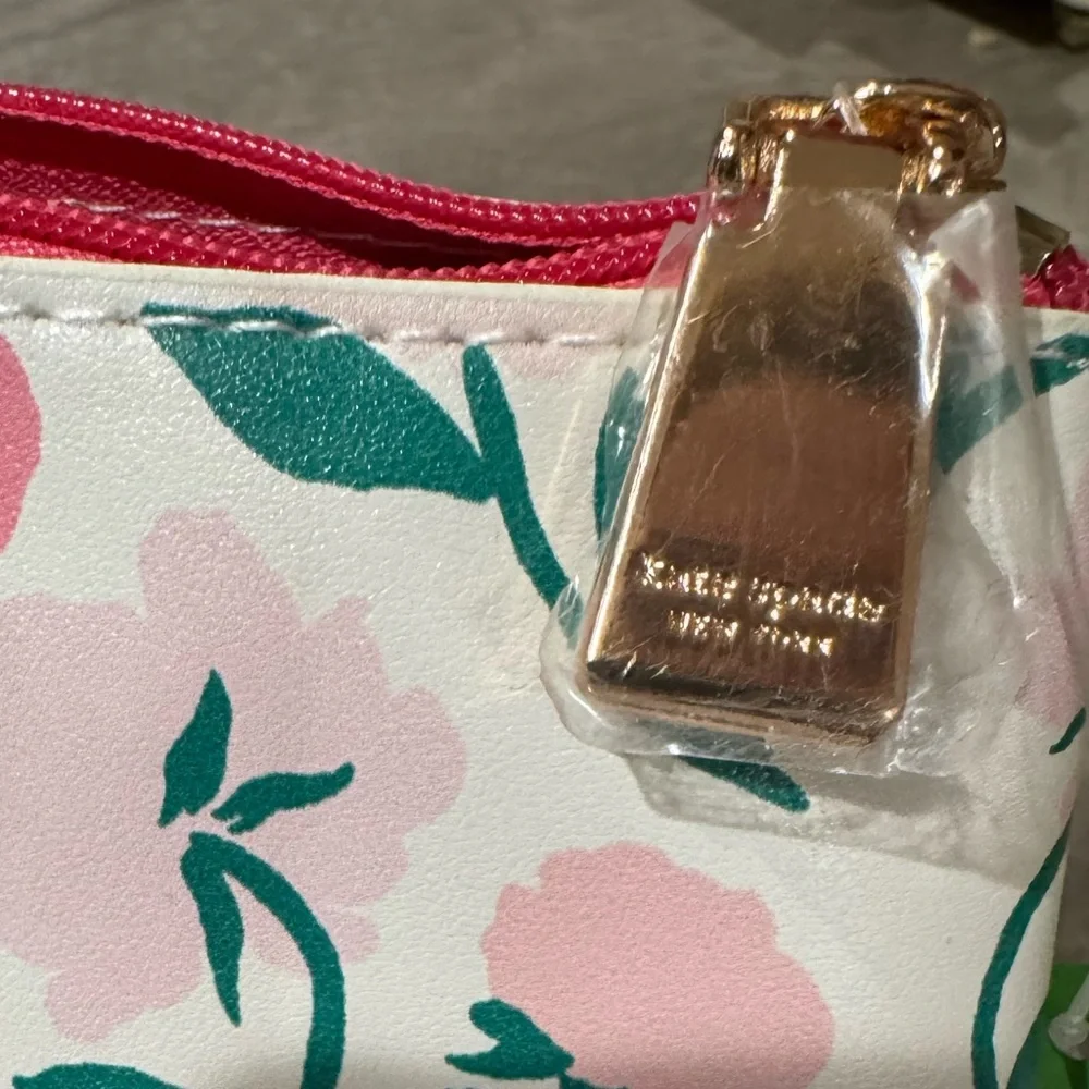 Kate Spade Pink & Green Floral pencil pouch, includes ruler Eraser, & sharpener.